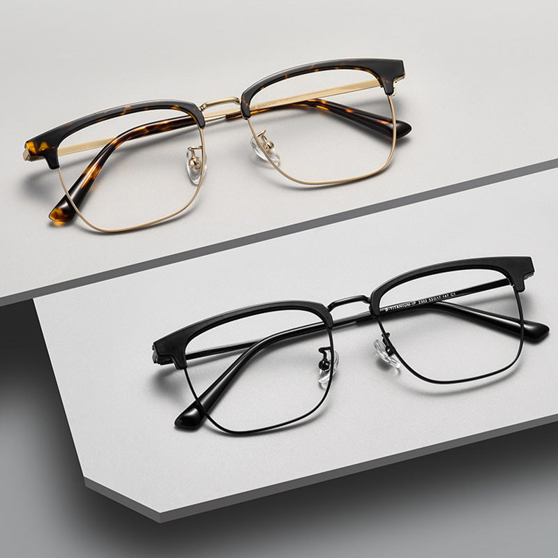 Unisex full-frame Browline glasses made of Titanium. 2302YJ