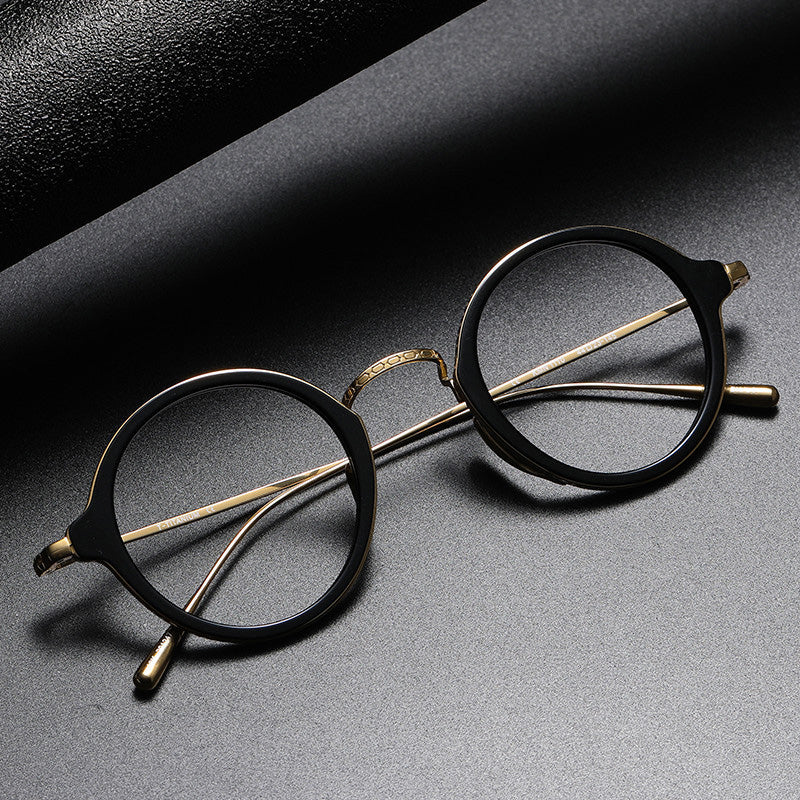 Round Titanium Full Rim Prescription Glasses Spectacles Frames for Thick Lenses KMN1110