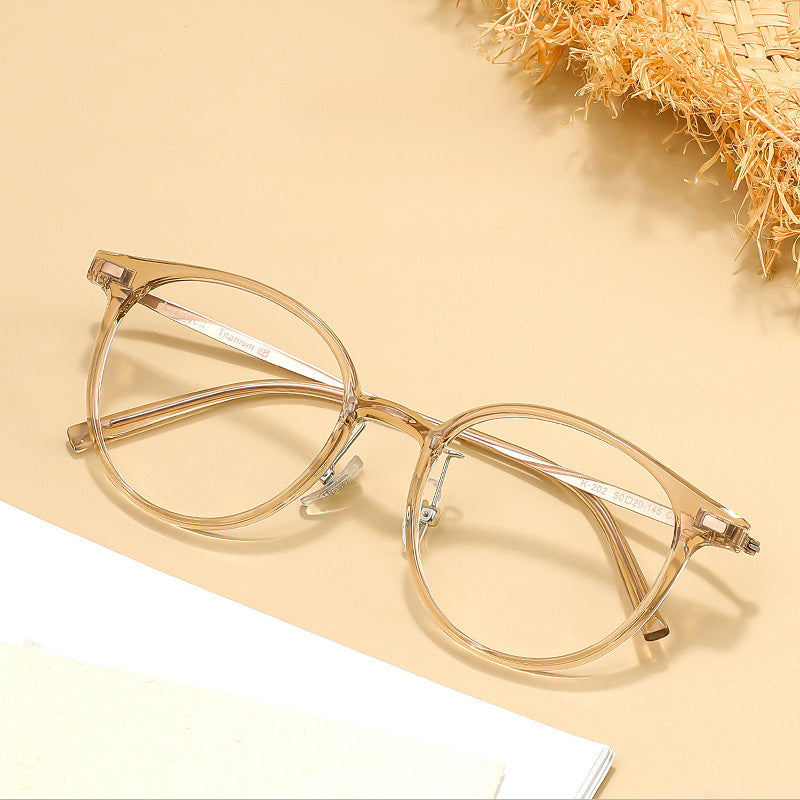 Oval TR Metal Full Rim Prescription Glasses Spectacles Frames for Thick Lenses K202AS