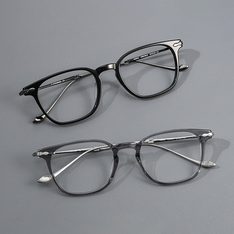 Rectangle Acetate Titanium Metal Full Rim Prescription Spectacles Unisex M2052