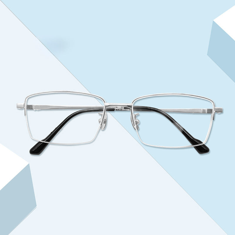 Rectangle Titanium Metal Half Rim Prescription Glasses Spectacles Frames Unisex 2139B