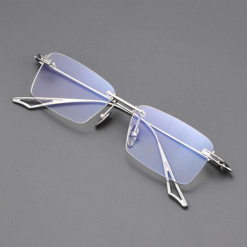 Rectangle Titanium Metal Rimless Prescription Glasses Spectacles Frames Unisex 2269ACT