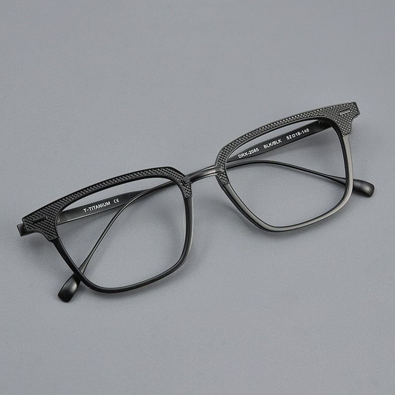 Retro Rectangle Acetate Titanium Metal Full Rim Prescription Spectacles Unisex DRX2085