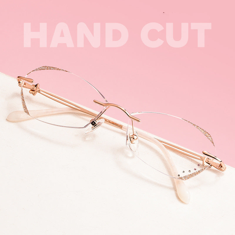 Women's glasses with hand-cut edge decoration many styles to choose from