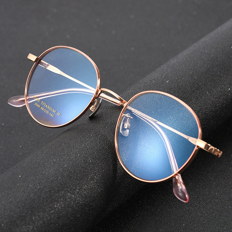 Half Circle Titanium Metal Full Rim Prescription Glasses Spectacles Frames for Thick Lenses 2046TSF