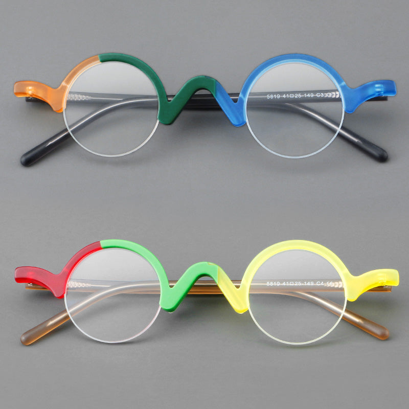 Round Acetate Half Rim Prescription Glasses Spectacles Frames 5819