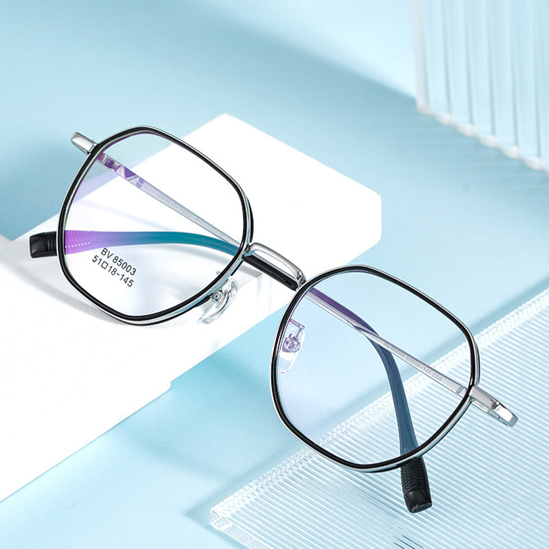 Polygonal unisex glasses made of titanium, with multiple color options BV85003