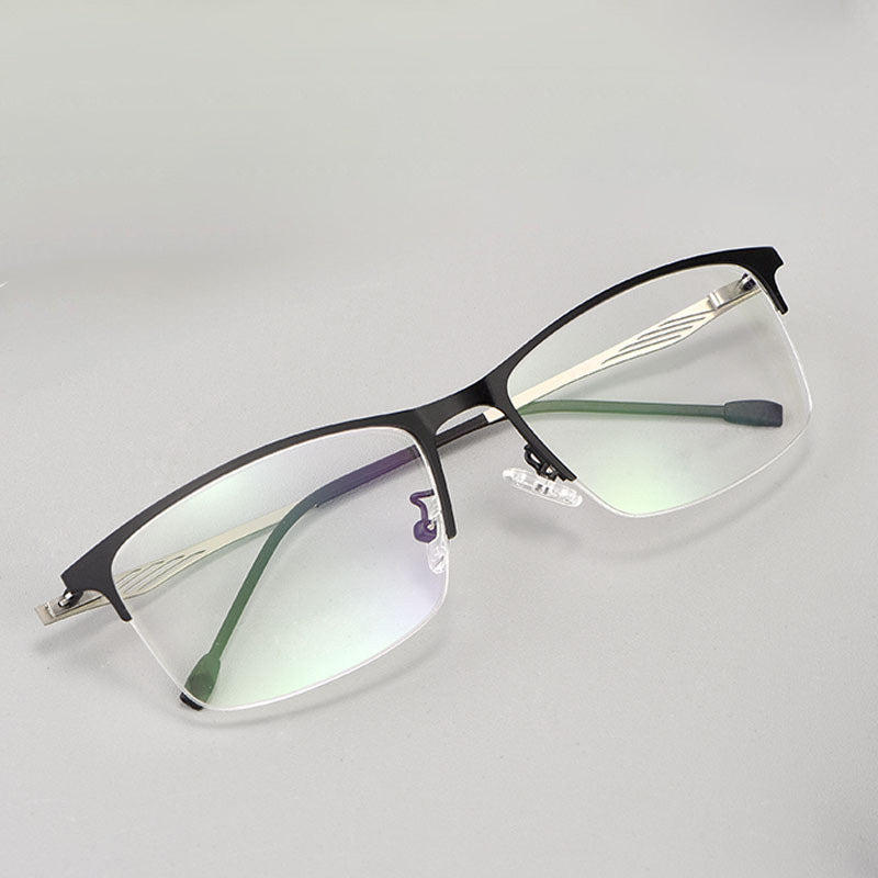 Rectangle Metal Half Rim Prescription Glasses Men's Spectacles Frames P8836