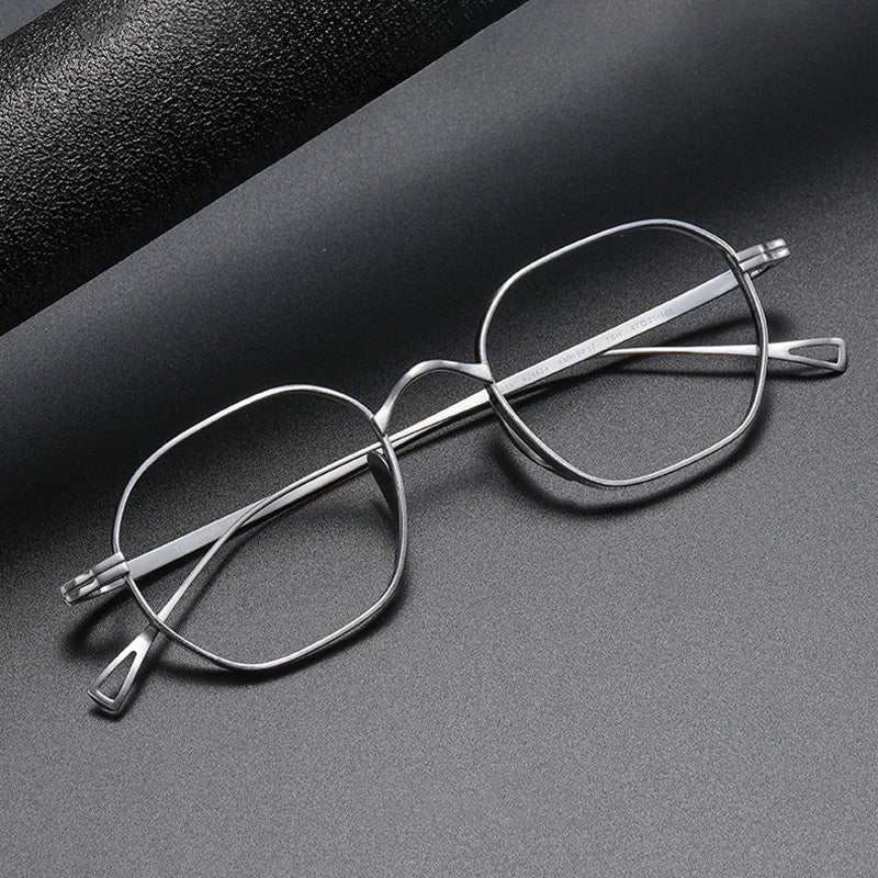 Geometric Titanium Full Rim Prescription Glasses Spectacles Frames for Thick Lenses KMN9917