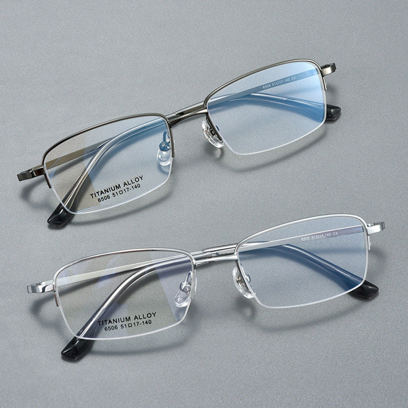 Rectangle Metal Half Rim Prescription Glasses Spectacles Frames Unisex S6506