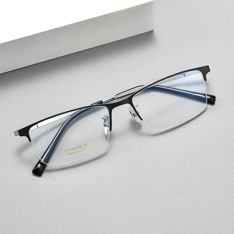 Rectangle Metal Half Rim Prescription Glasses Spectacles Frames Unisex H26002Y