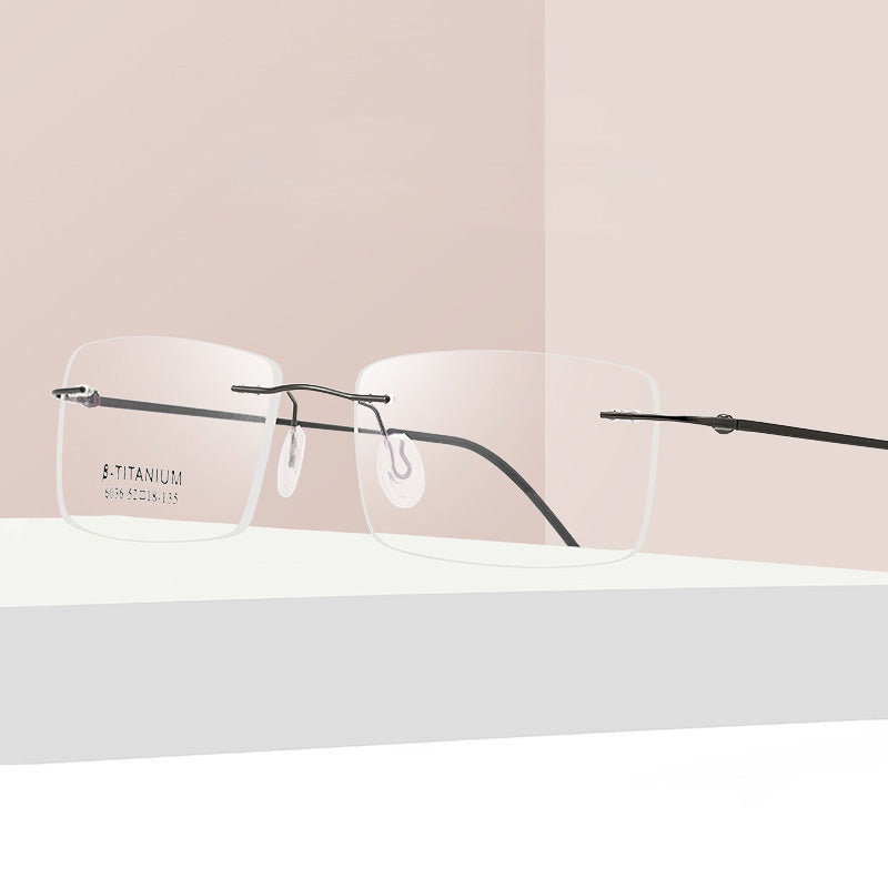 Rectangle Metal Rimless Prescription Glasses Spectacles Frames Unisex 6036