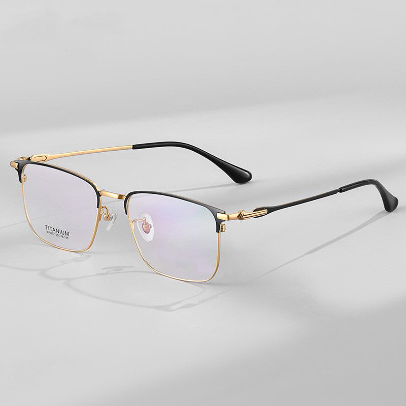 Men's rectangular full-frame glasses made of Acetate and titanium in a variety of colors BV9002B