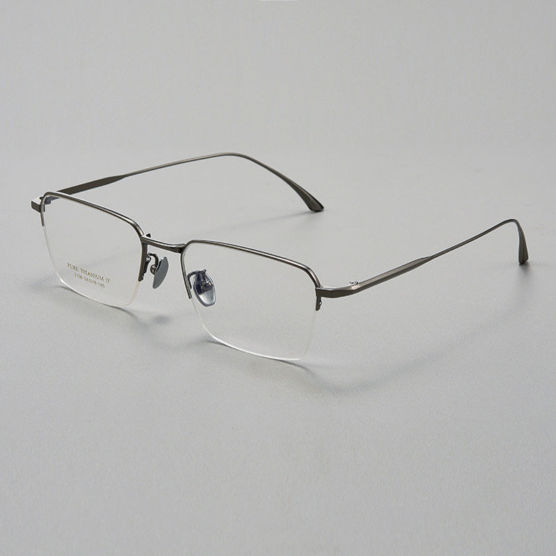 Rectangle Titanium Metal Half Rim Prescription Glasses Spectacles Frames Unisex 2136T