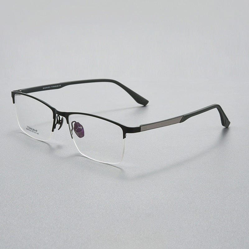 Rectangle Titanium Metal Half Rim Prescription Spectacles Frames Unisex BV61015B