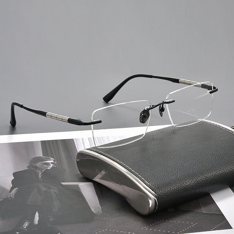 Rectangle Titanium Metal Rimless Prescription Glasses Spectacles Frames Unisex R7903T