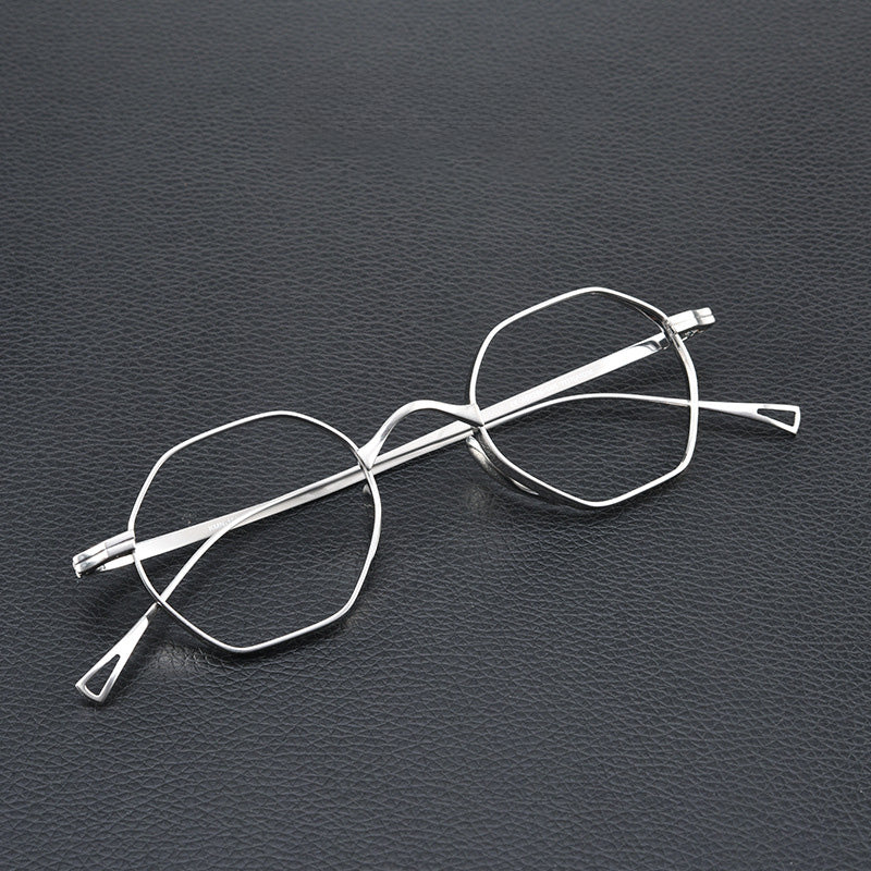 Geometric Titanium Full Rim Prescription Glasses Spectacles Frames for Thick Lenses KMN152T