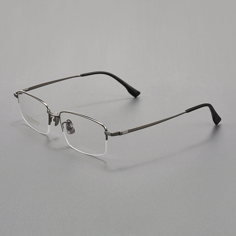 Rectangle Titanium Metal Half Rim Prescription Glasses Spectacles Frames Unisex 2140T