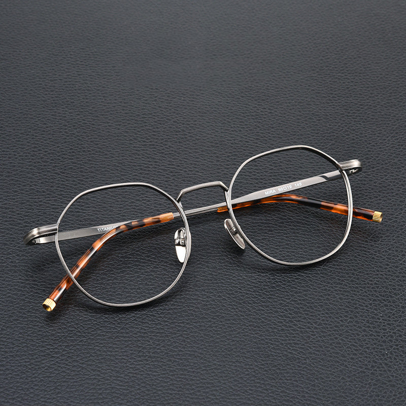 Retro Style Geometric Titanium Metal Full Rim Prescription Spectacles Unisex 1124MIRA