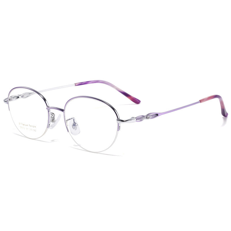 Oval Titanium Metal Half Rim Prescription Glasses Women's Spectacles Frames S7012T