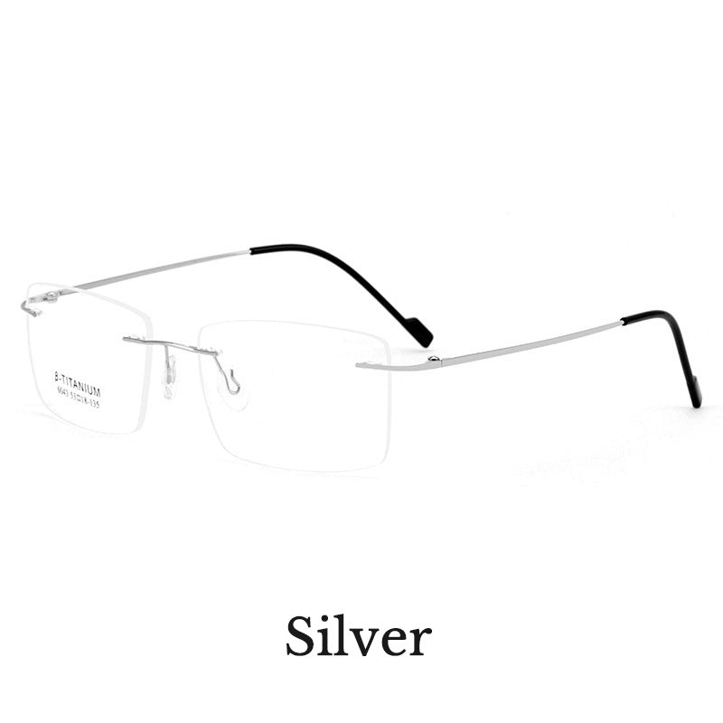 Rectangle Metal Rimless Prescription Glasses Spectacles Frames Unisex 6043